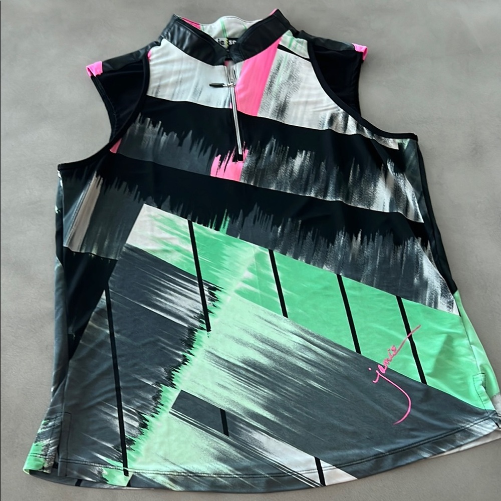 Jamie Sadock Vibrant Sleeveless Tank Top - Black, Green, Pink